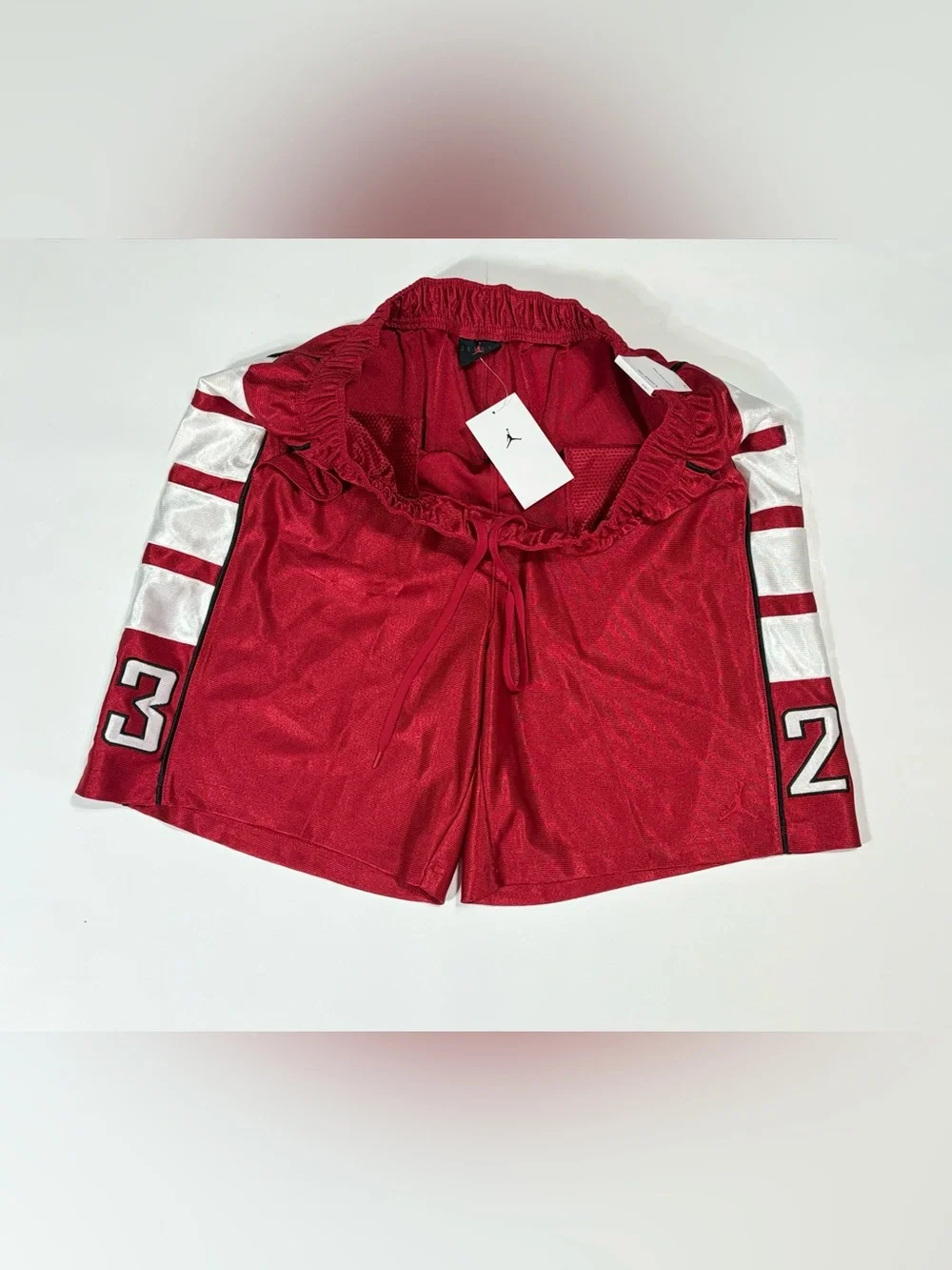 Jordan Brooklyn cat scratch Men's Basketball Shorts Red with White Side Stripes